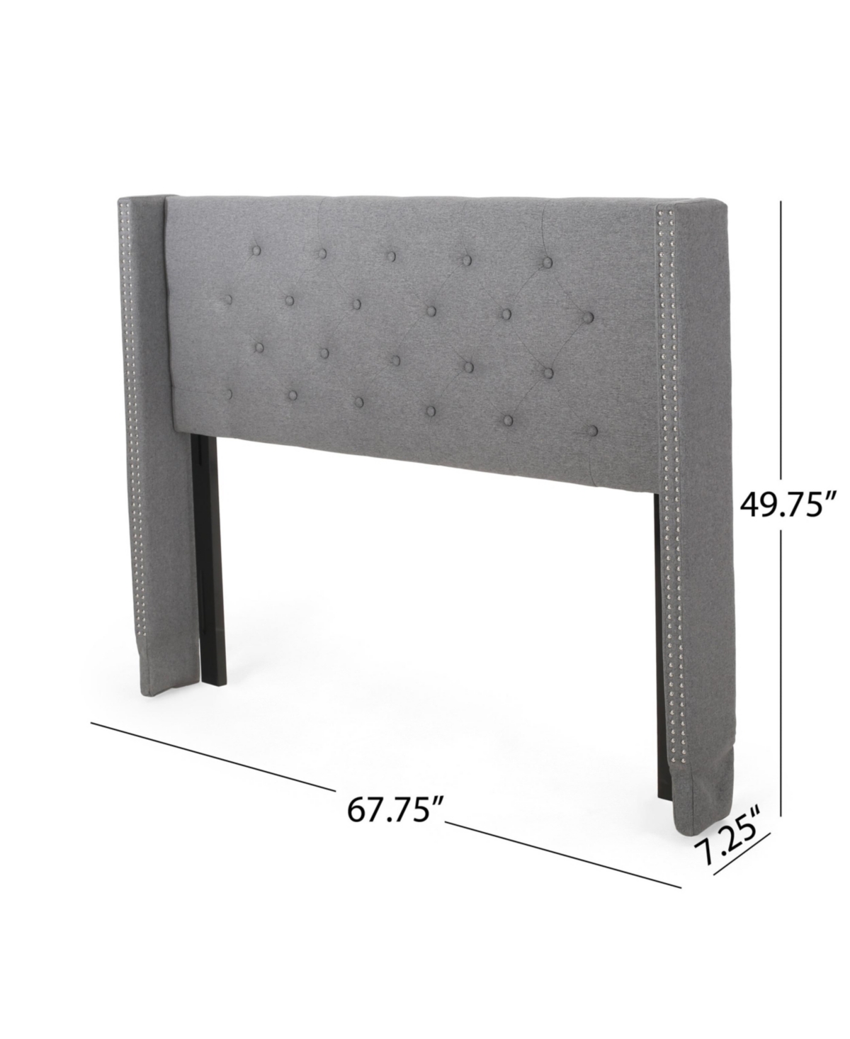 Noble House Tourmaline Contemporary Upholstered Headboard, Queen/full In Charcoal