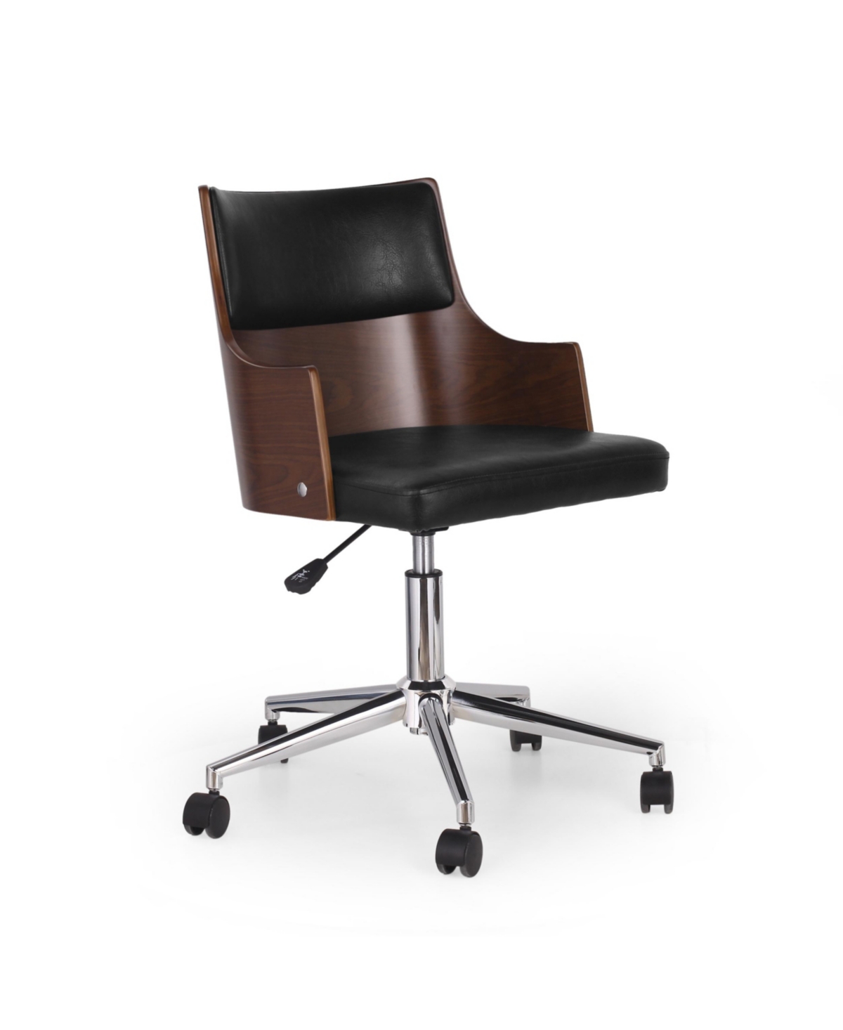 Noble House Rhine Mid-century Modern Upholstered Swivel Office Chair In Black