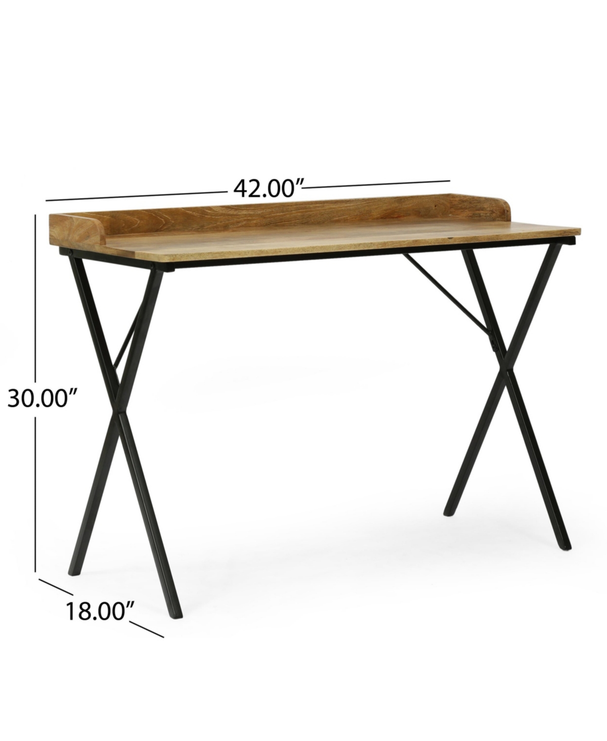 Noble House Groveport Modern Industrial Handcrafted Wood Tray Top Desk In Natural