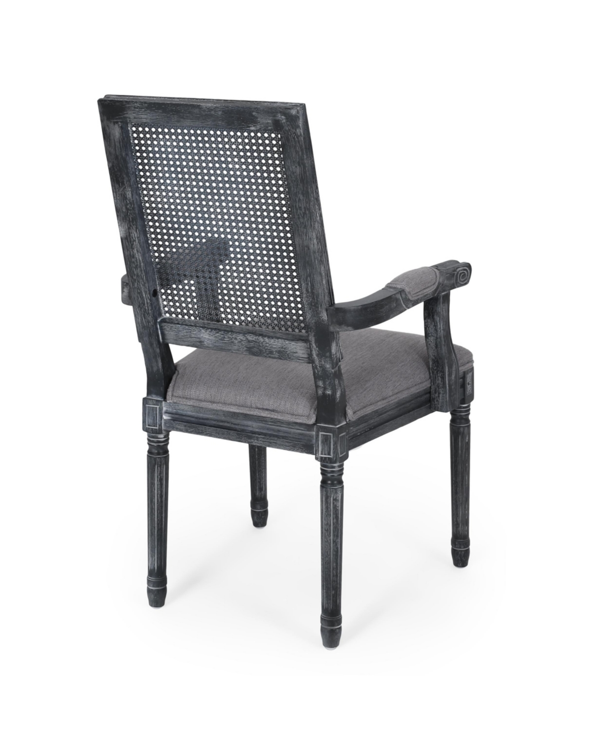 Noble House Maria French Country Wood And Cane Upholstered Dining Chair Set, 2 Piece In Gray