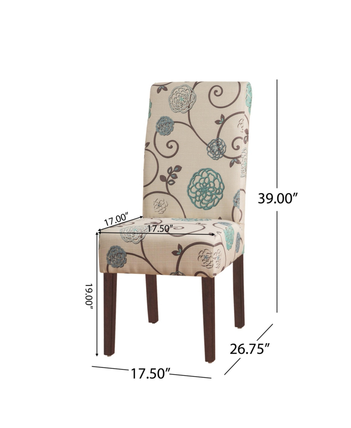 NOBLE HOUSE PERTICA CONTEMPORARY FABRIC DINING CHAIRS SET, 2 PIECE