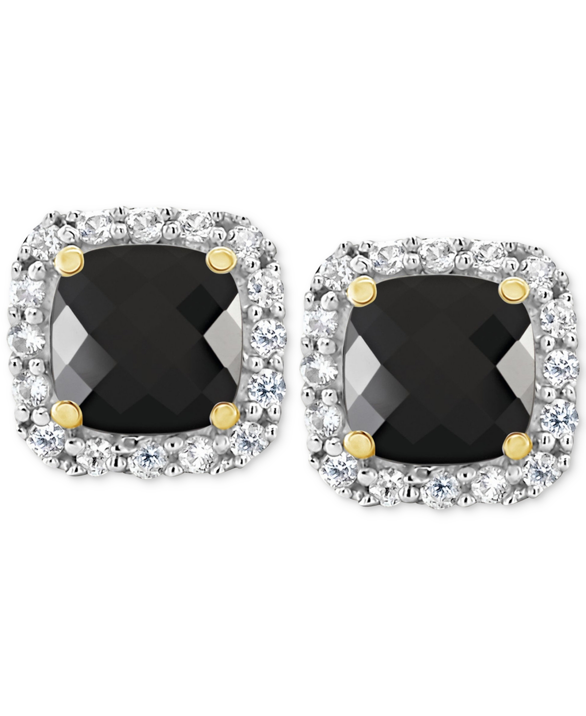 Cultured Freshwater Pearl & Lab-Created White Sapphire (1/5 ct. t.w.) Stud Earrings in 10k Gold (Also  - Onyx