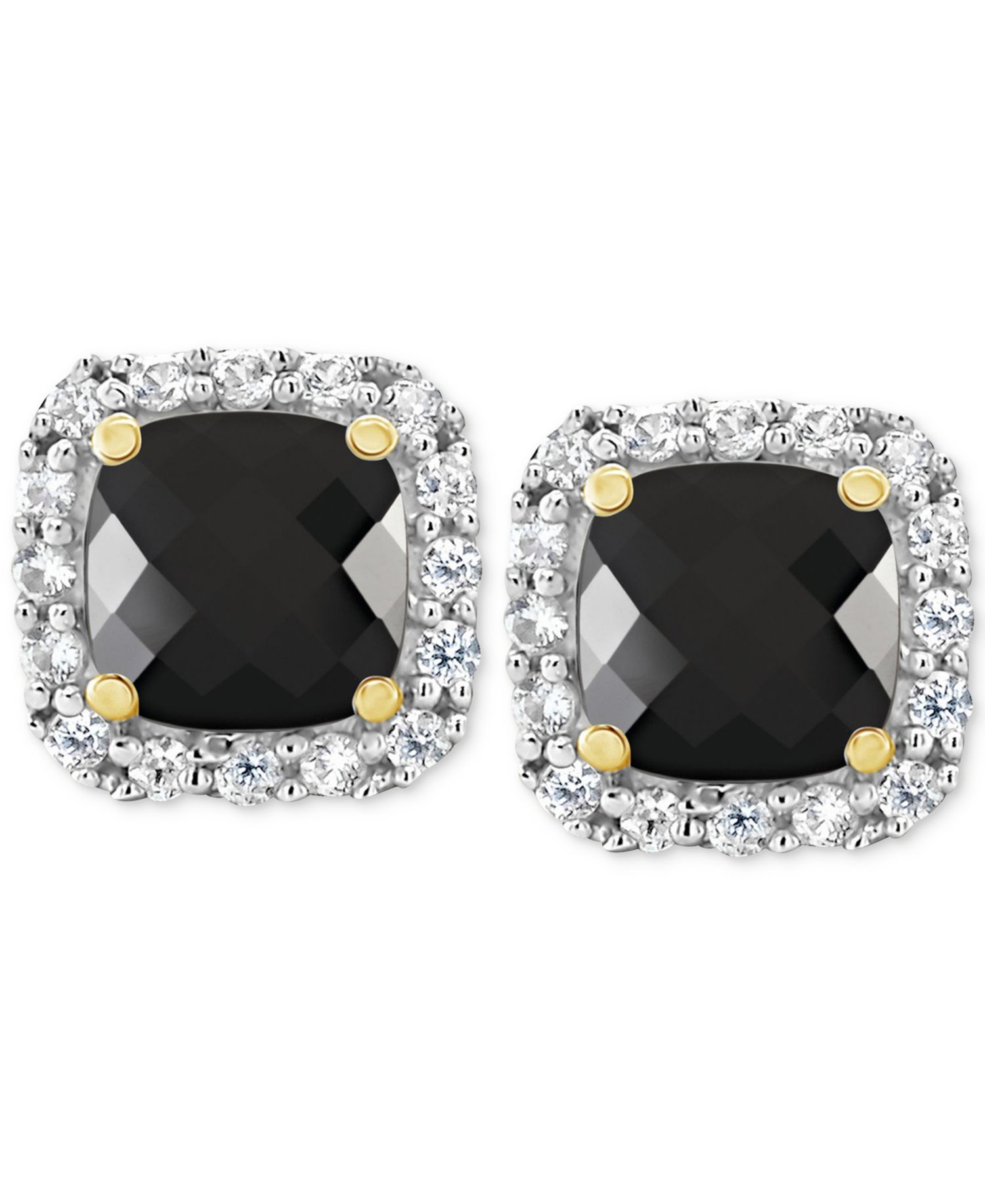 Cultured Freshwater Pearl & Lab-Created White Sapphire (1/5 ct. t.w.) Stud Earrings in 10k Gold (Also in Onyx)