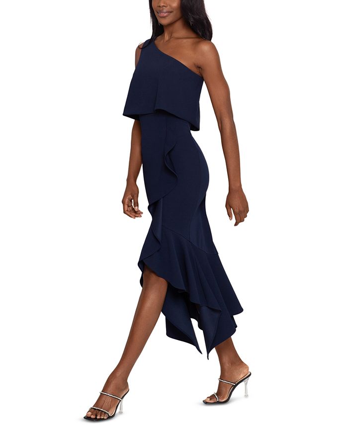 XSCAPE OneShoulder Popover HighLow Sheath Dress Macy's