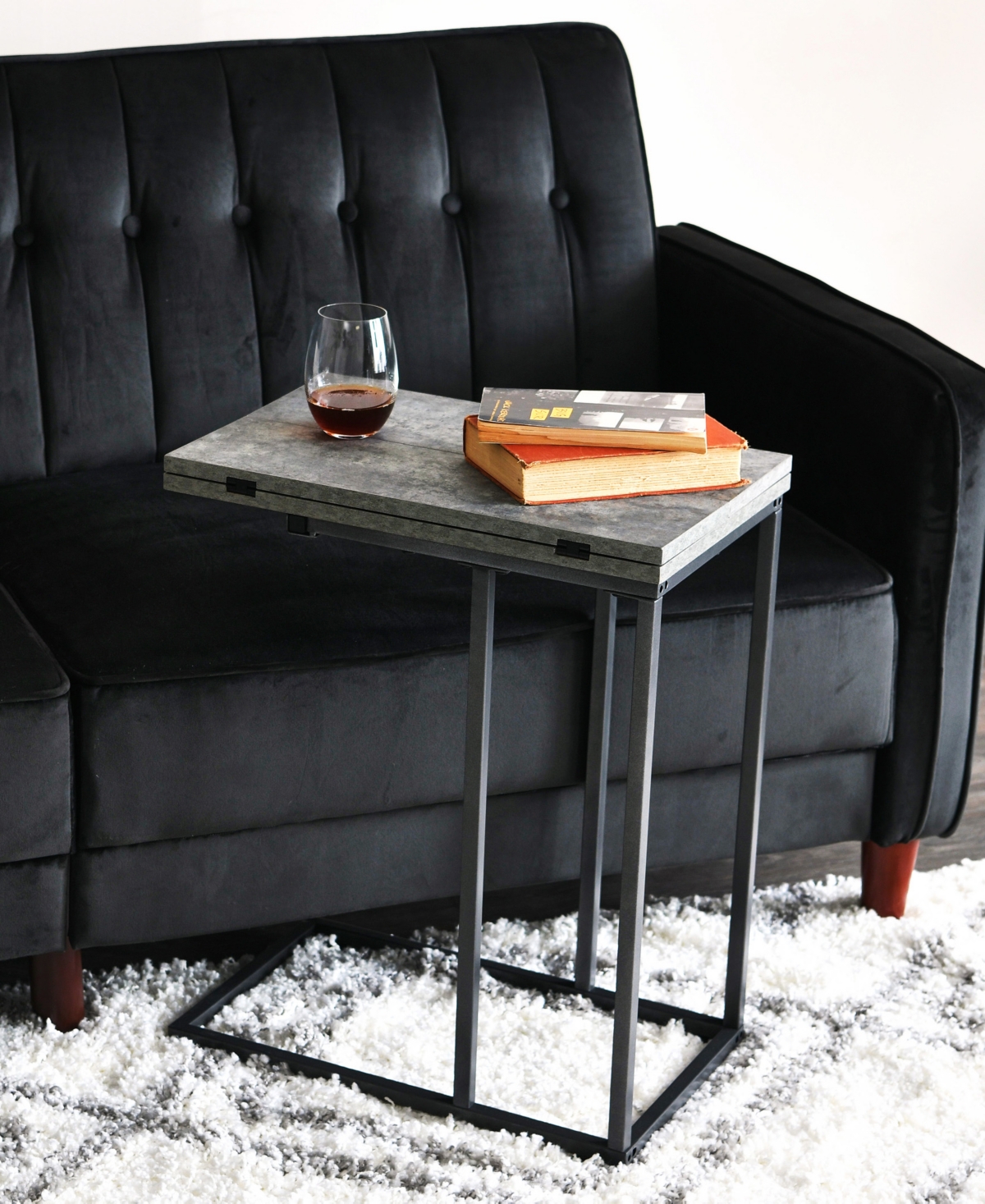 Household Essentials C Table With Fold Out Sides In Slate
