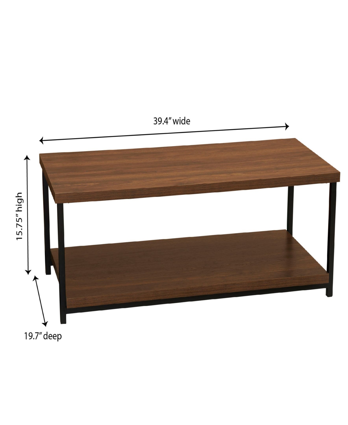 Shop Household Essentials Wide Coffee Table With Storage Shelf In Brown