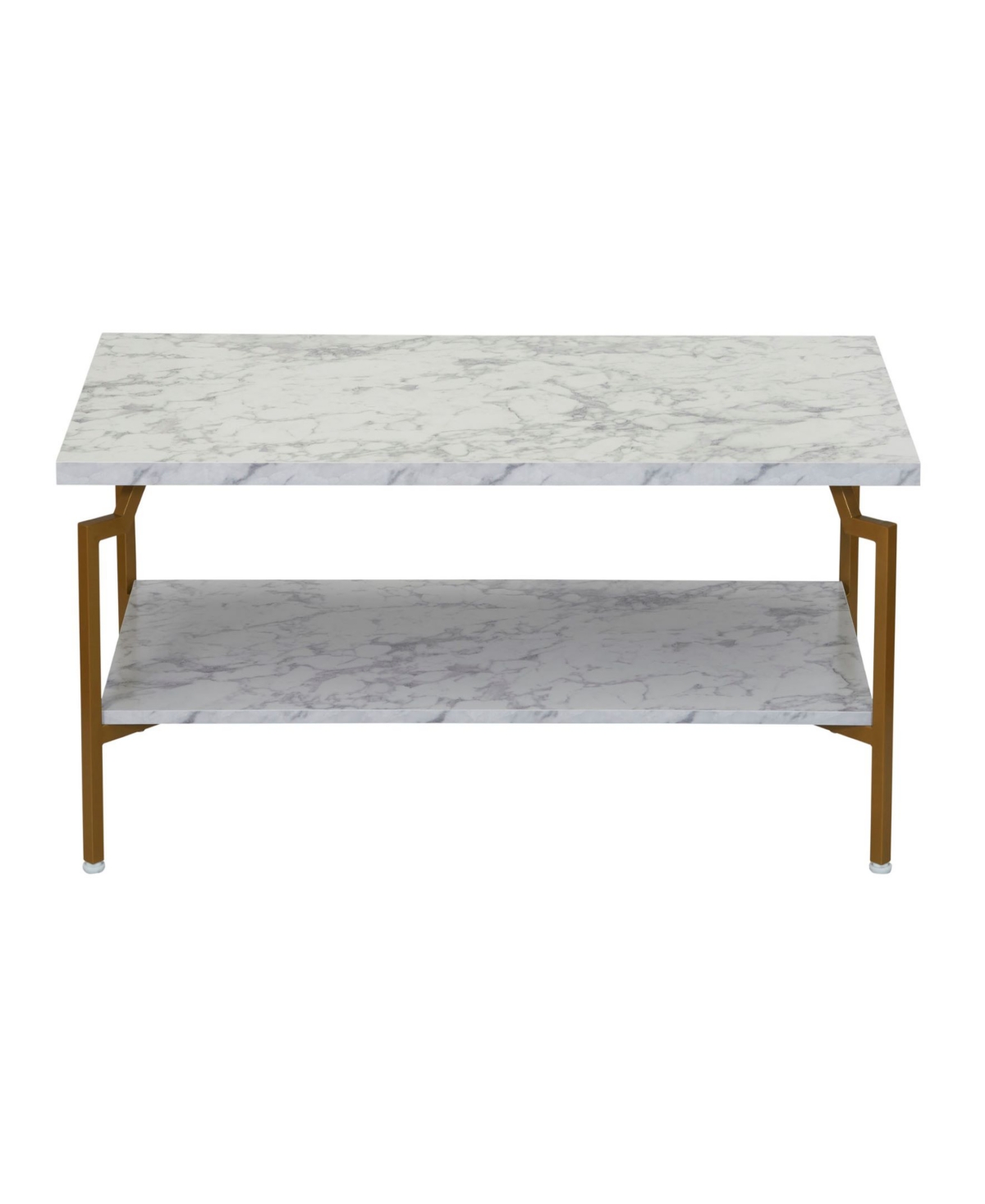 Household Essentials Crown Modern Marble Coffee Table In White And Gold-tone