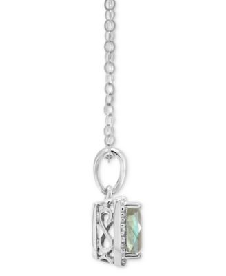 Labradorite & Diamond Accent Rectangle 18" Pendant Necklace in Sterling Silver (Also in Onyx, & Turquoise)
