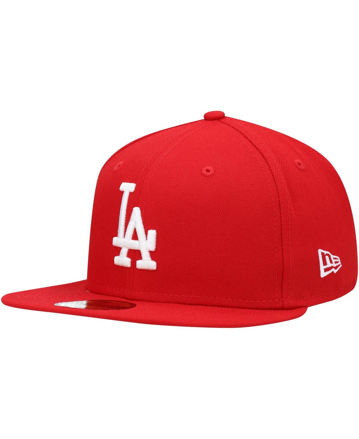 NEW ERA MEN'S NEW ERA RED LOS ANGELES DODGERS LOGO WHITE 59FIFTY FITTED HAT
