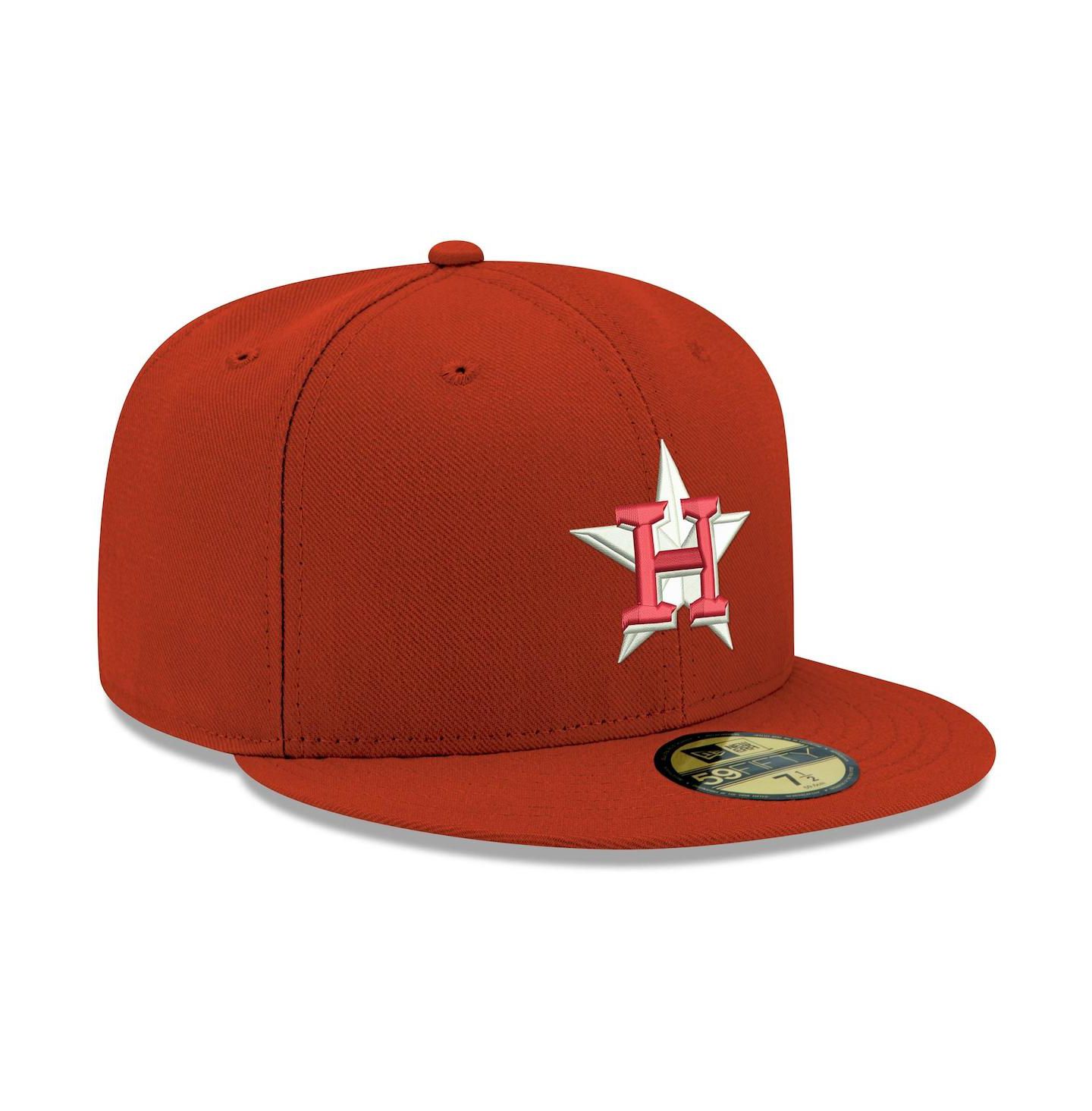 Мужская кепка New Era Red Houston Astros Logo White 59FIFTY Fitted Hat — фото 4