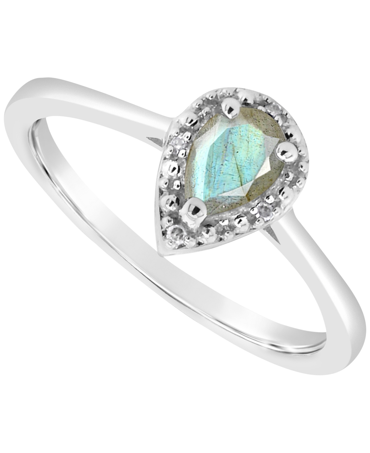 Macy's Labradorite & Diamond Accent Pear Ring In Sterling Silver (also In Onyx & Turquoise)