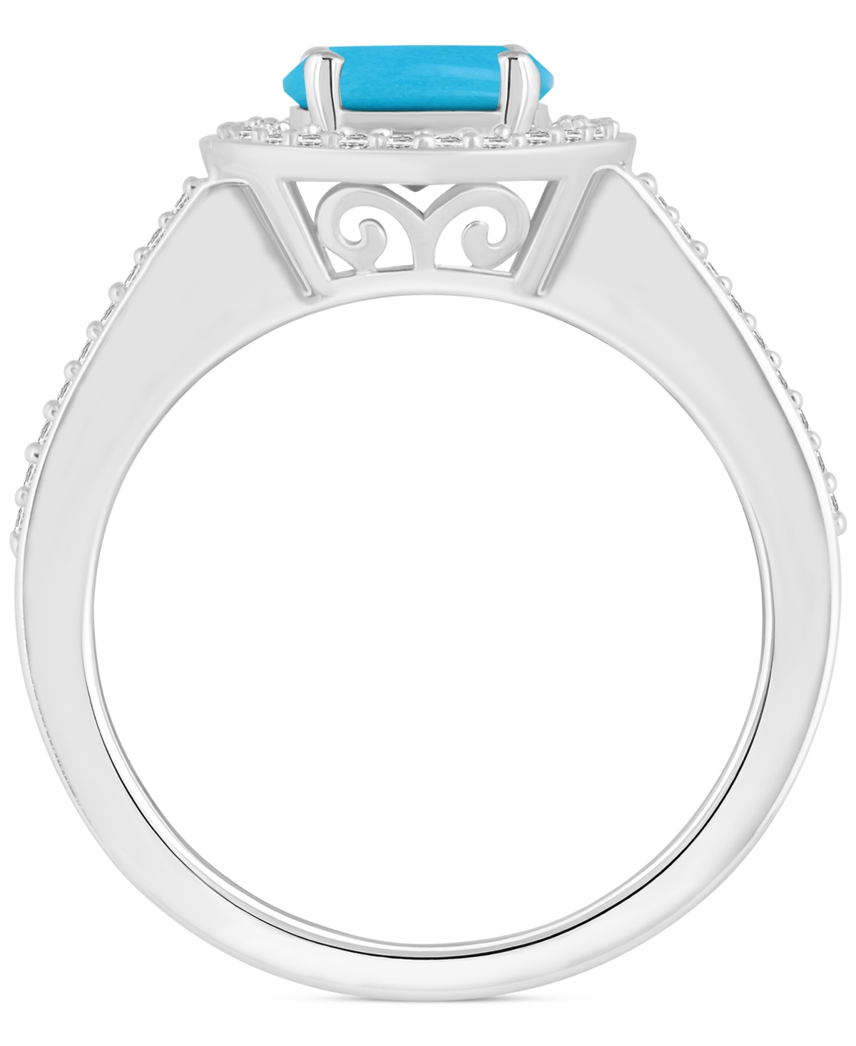 Cultured Freshwater Pearl & Diamond (1/5 ct. t.w.) Halo Ring in Sterling Silver (Also in Onyx, Labradorite & - Turquoise