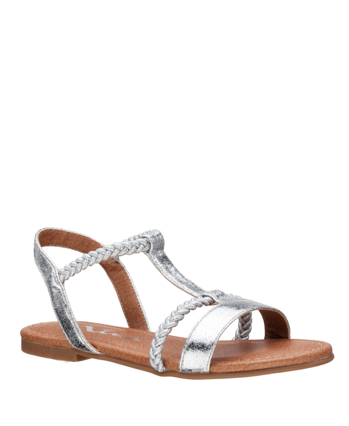 Shop Nina Little Girls Burnadet Sandals In Silver-tone Metlc Crackle