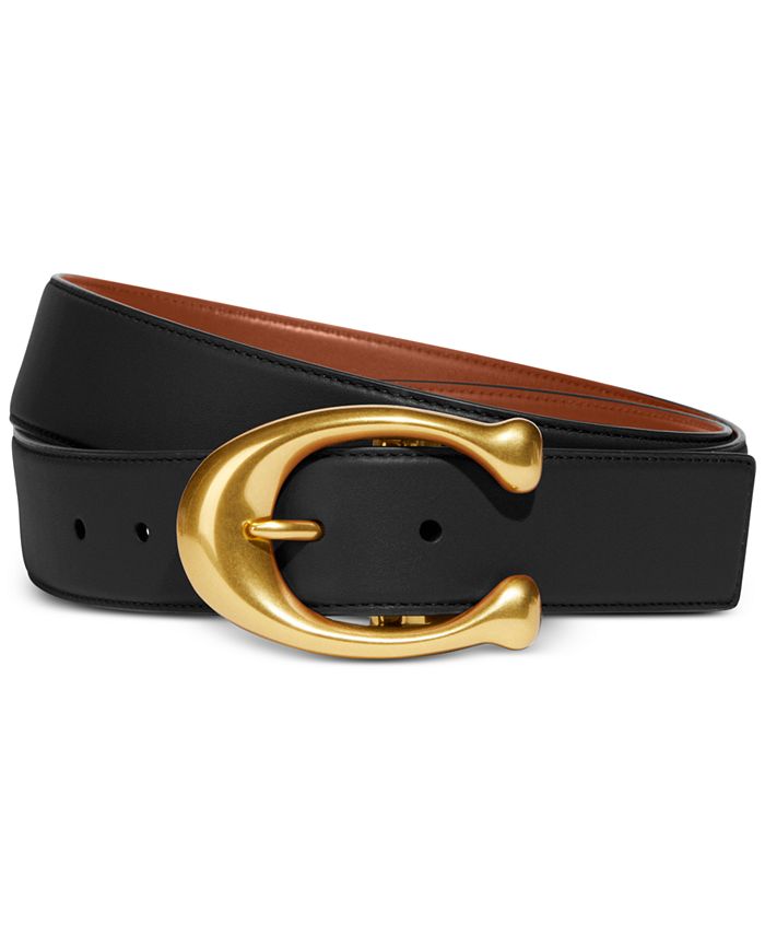 COACH Men's Signature Buckle Reversible Leather Belt - Macy's