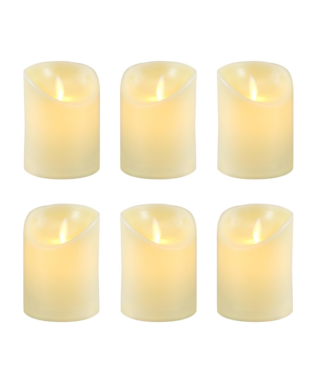 Battery Operated Led Votive with Moving Flame, Set of 6 - Cream