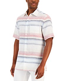 Men's Darren Horizontal Striped Linen Short-Sleeve Shirt, Created for Macy's