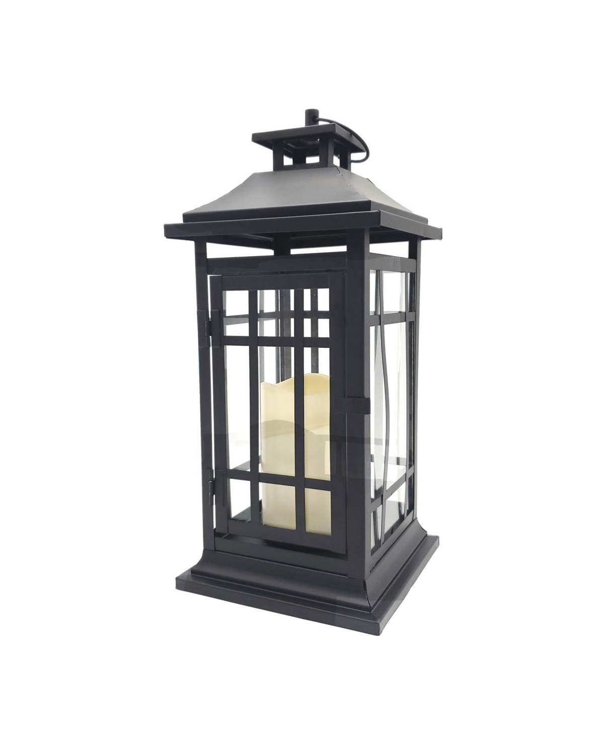 Jh Specialties Inc/lumabase Battery Operated Metal Lantern With Led Candle - Window In Black