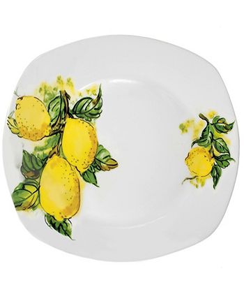 Lorren Home Trends Lemon Design Square Dinnerware Set, 20 Piece - Macy's