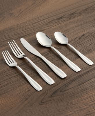 Waylen Mirror 40-Piece Flatware with Rustic Buffet, Service for 8