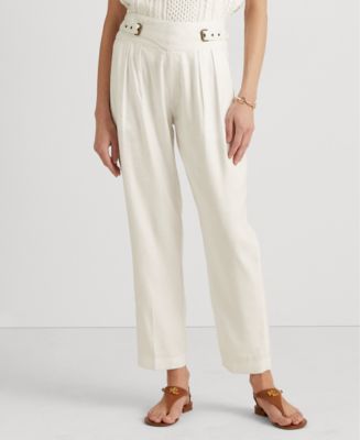 Lauren Ralph Lauren Pleated Twill Ankle Pants - Macy's