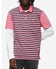 Men's Striped Monogram Polo Shirt