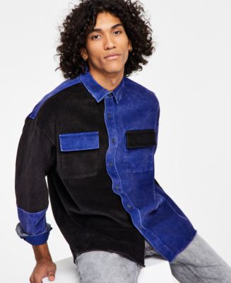 Sun + Stone Men's Regular-Fit Pieced Colorblocked Corduroy Shirt ...
