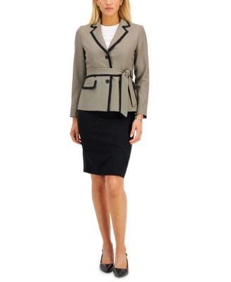 Le Suit Women's Crepe Three-Button Tie-Collar Jacket & Slim Pencil Skirt  Suit - Macy's