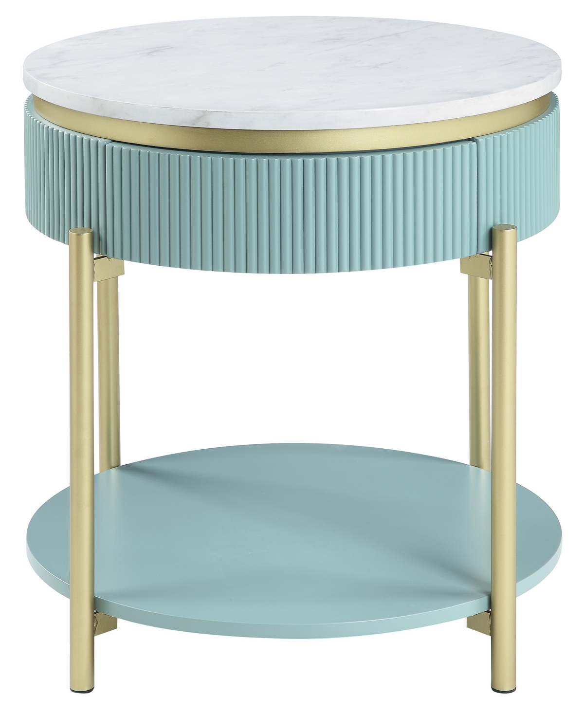 Furniture Of America Marei 1 Drawer End Table In Green,white,gold-tone