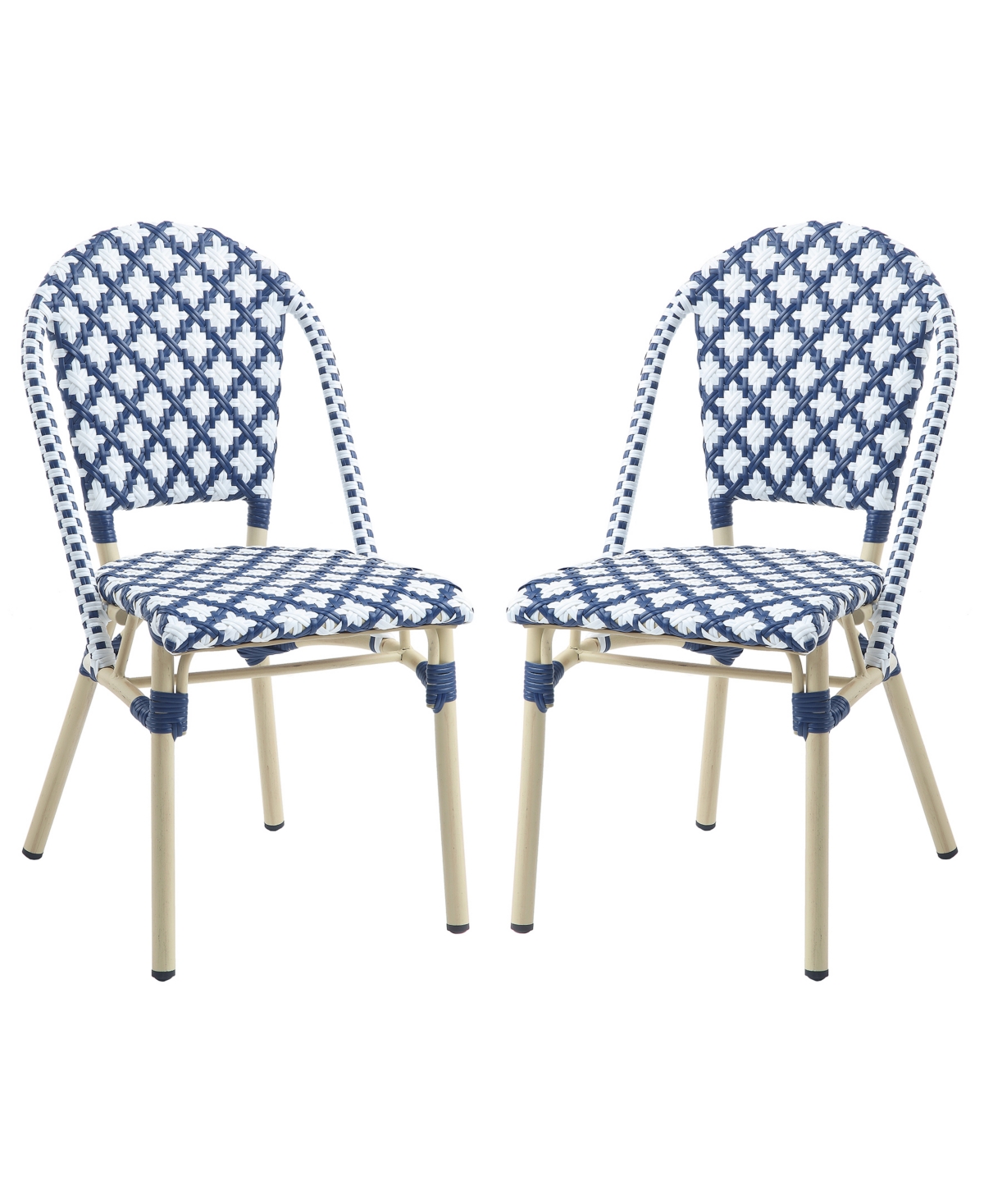Furniture Of America Petraes Patio Chair Set, 2 Piece In Navy,white,natural Tone