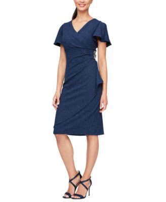 SL Fashions - Women's Flutter-Sleeve Embellished Dress