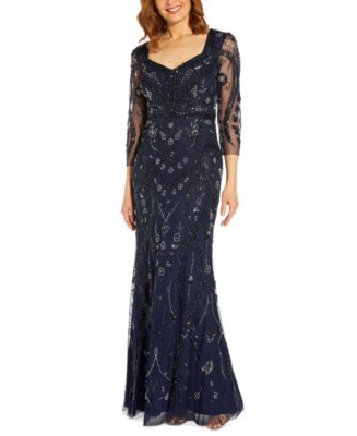 Adrianna Papell Women's Beaded Cutout-Back Gown - Macy's