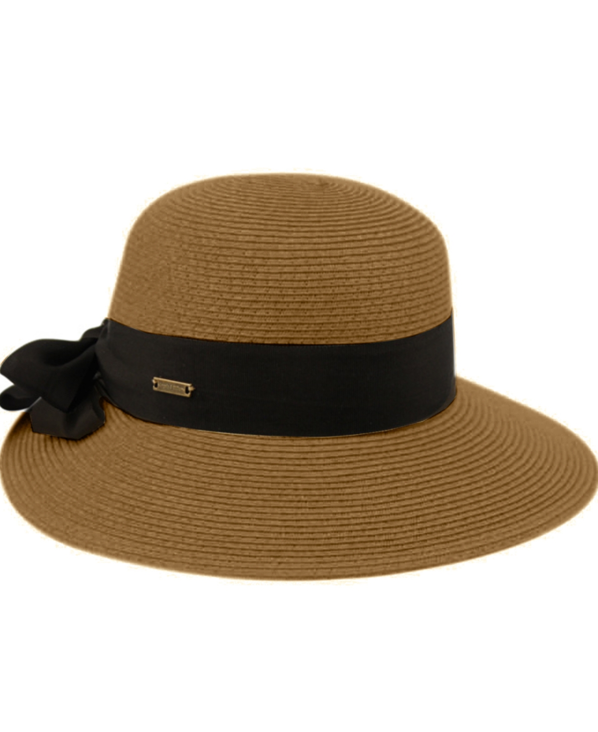 Women's Brimmed Beach Sun Straw Hat - Black