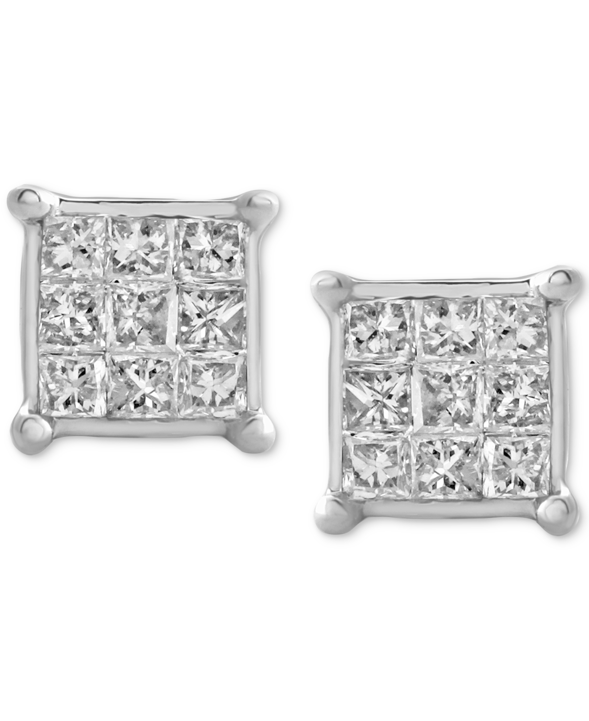Diamond Princess Cluster Stud Earrings (1/4 ct. t.w.) in 14k- White Gold