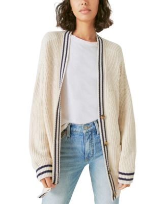 Lucky Brand - Women's Textured Varsity-Knit Cardigan
