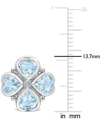 Blue Topaz Heart Flower Stud Earrings (4-2/5 ct. t.w.) Stud Earrings in Sterling Silver (Also in Rose Quartz)