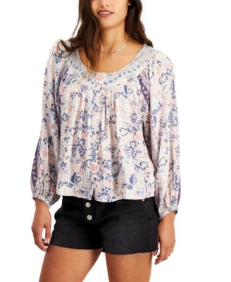 Lucky Brand Women s Embroidered Peasant Blouse Macy s