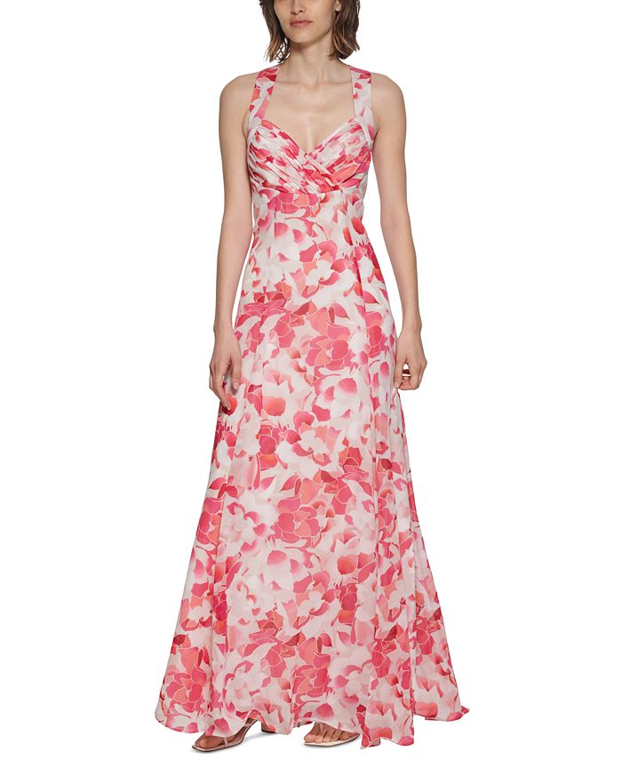 Calvin Klein Women's Floral Strappy-Back Gown - Macy's