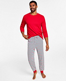 Matching Men's Thermal Waffle Holiday Stripe Mix It Pajama Set, Created for Macy's