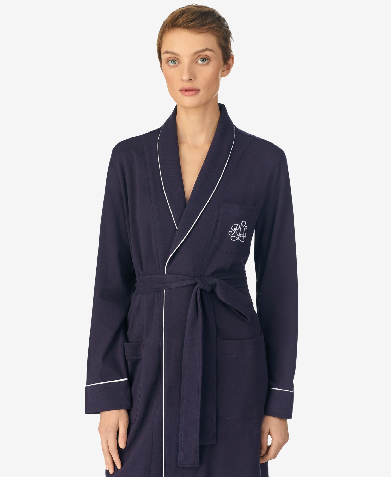 Quilted Shawl Collar Short Robe