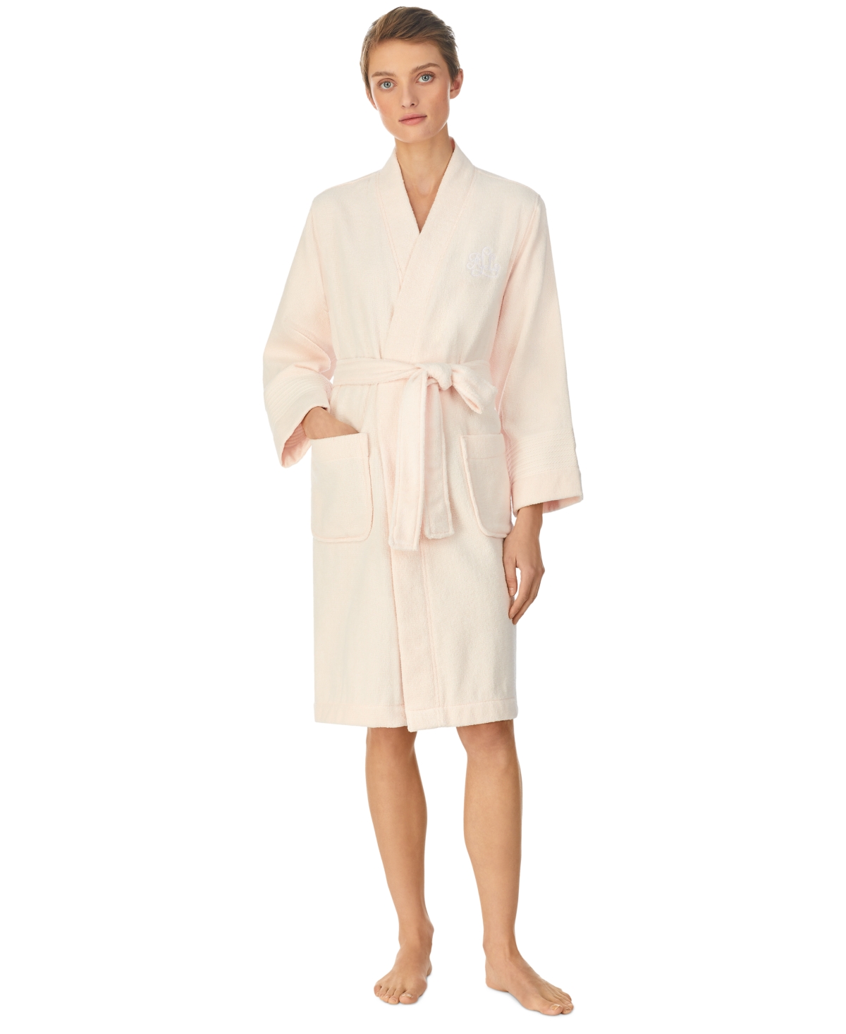 Greenwich Woven Terry Bath Robe - Pink