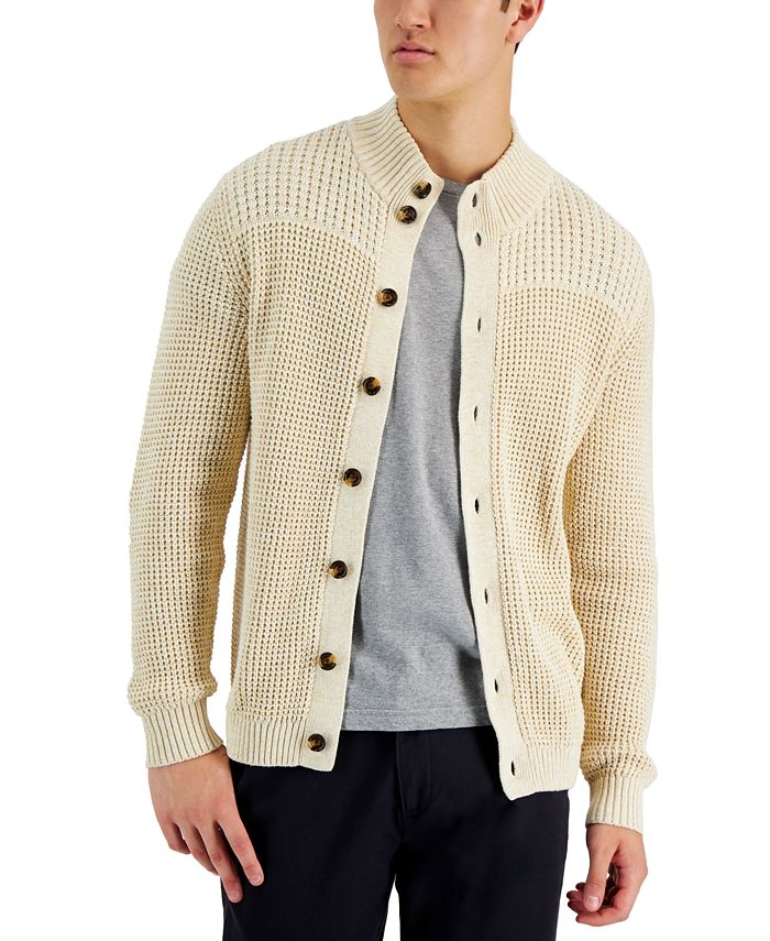 Club Room Men's Chunky Waffle Knit Button-Front Cardigan Sweater ...