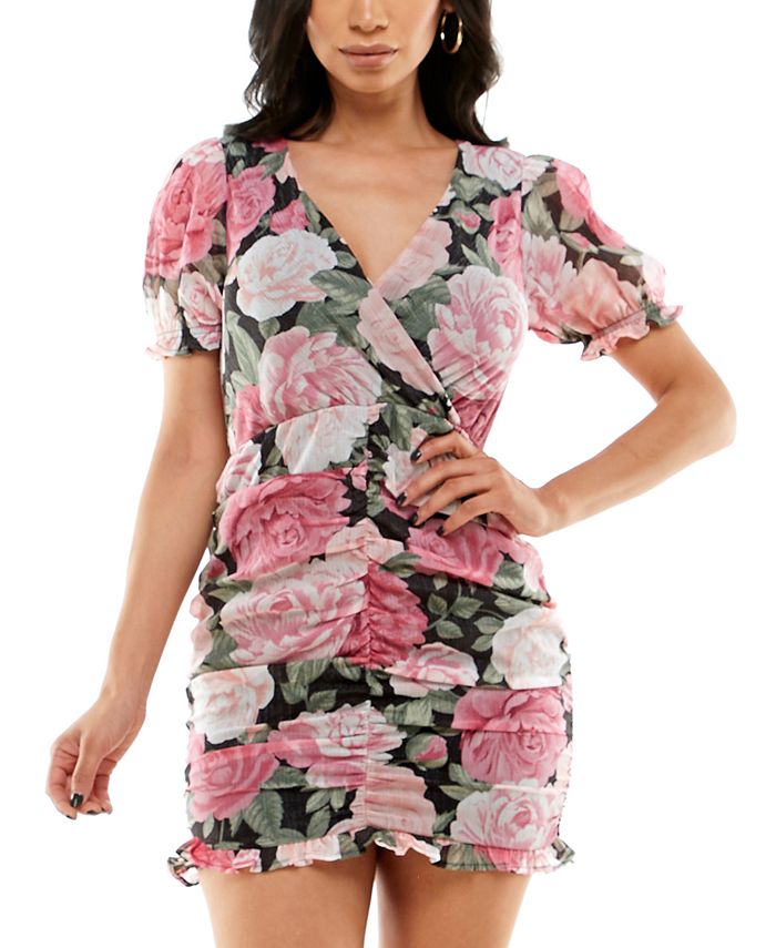 Speechless Juniors' Printed Ruched Bodycon Dress - Macy's