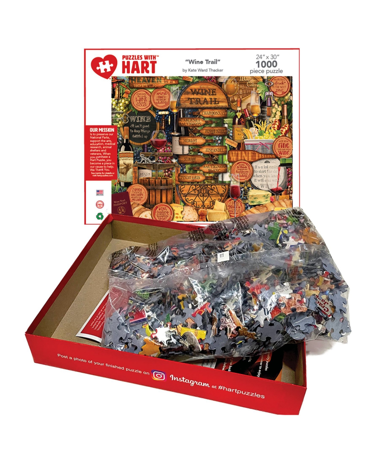 HART PUZZLES WINE TRAIL 24" X 30" BY KATE WARD THACKER SET, 1000 PIECES 