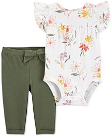 Baby Girls 2-PC. Floral-Print Bodysuit & Pants Set