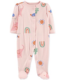 Baby Girls Graphic-Print Snap-Up Cotton Coverall