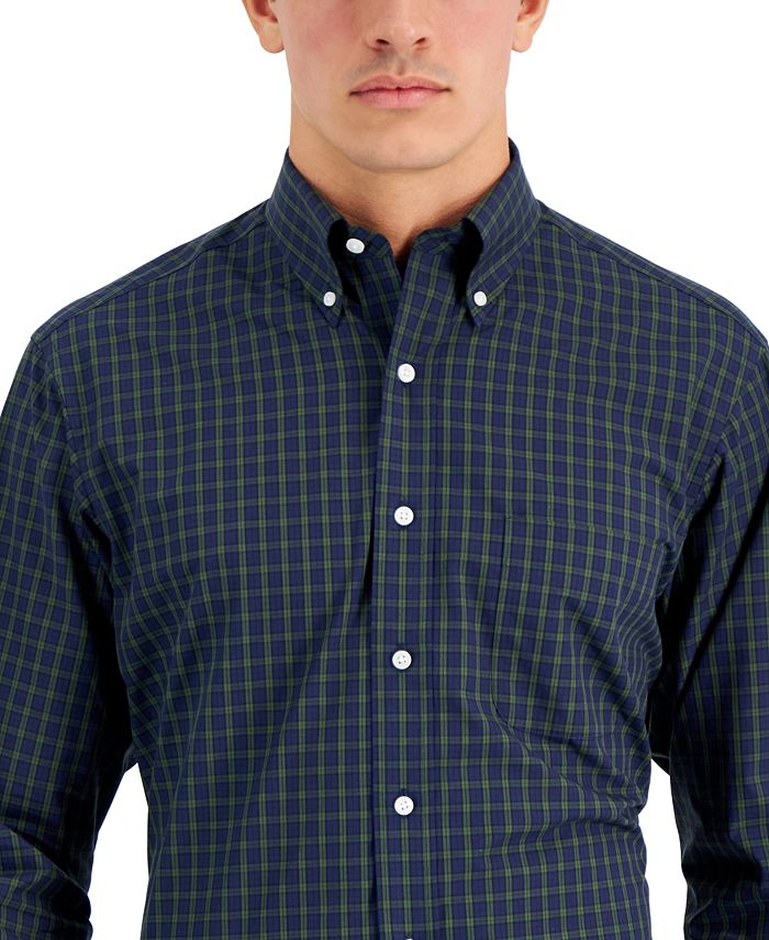 Club Room Men's Regular Fit Blackwatch MiniCheck Cotton Dress Shirt, Created for Macy's