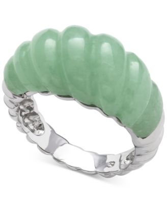 Belle de Mer - Jade Carved Ring in Sterling Silver