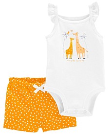 Baby Girls Bodysuit and Dot Shorts, 2 Piece Set