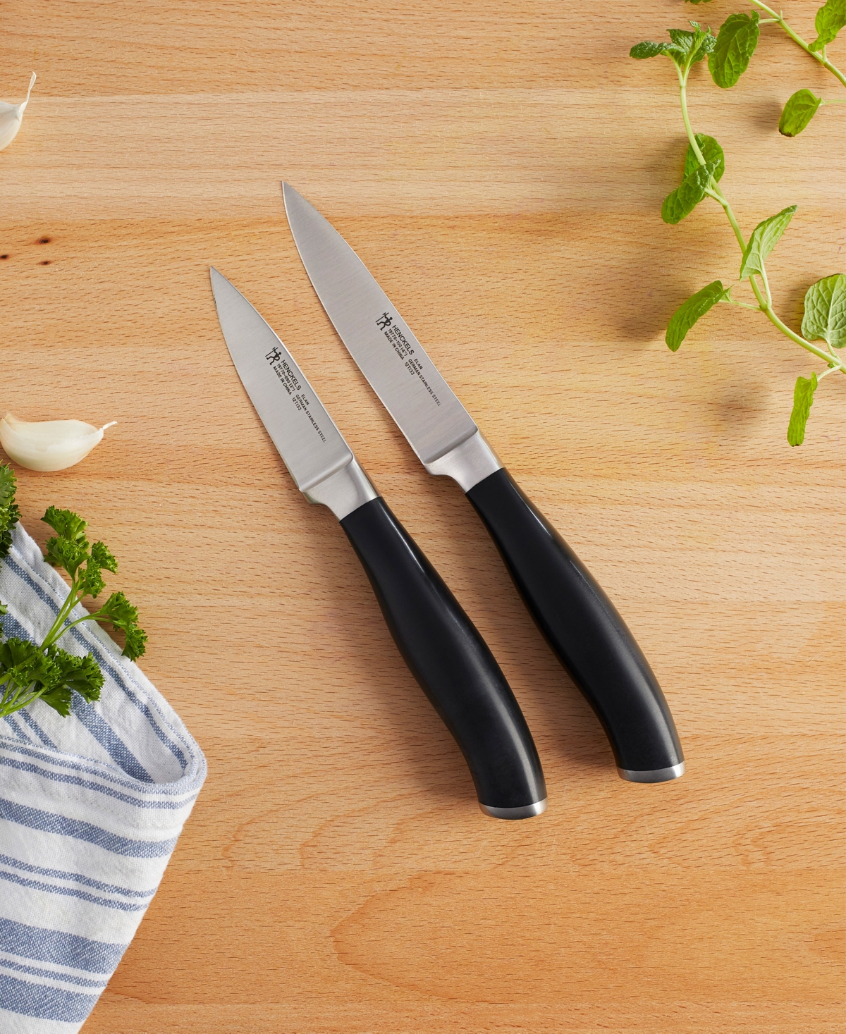 Henckels Elan 2 Piece Paring Knife Set - Stainless Steel Blade and Black Handle