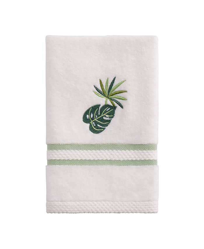 Avanti Viva Palm Embroidered Cotton Fingertip Towel, 11" x 18" Macy's